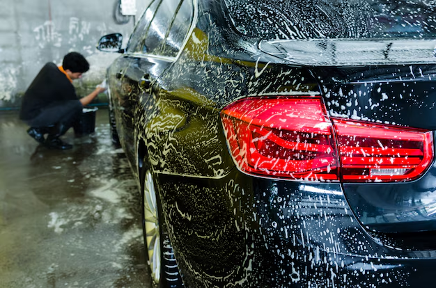 Soap detail on car tail light
